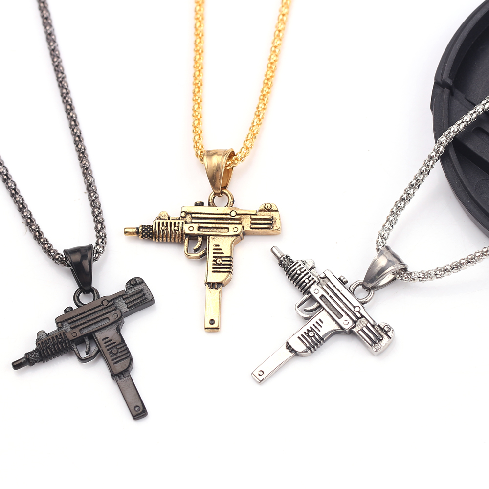 Men'S Fashion Necklaces - Collar con Colgante de Pistola Uzi