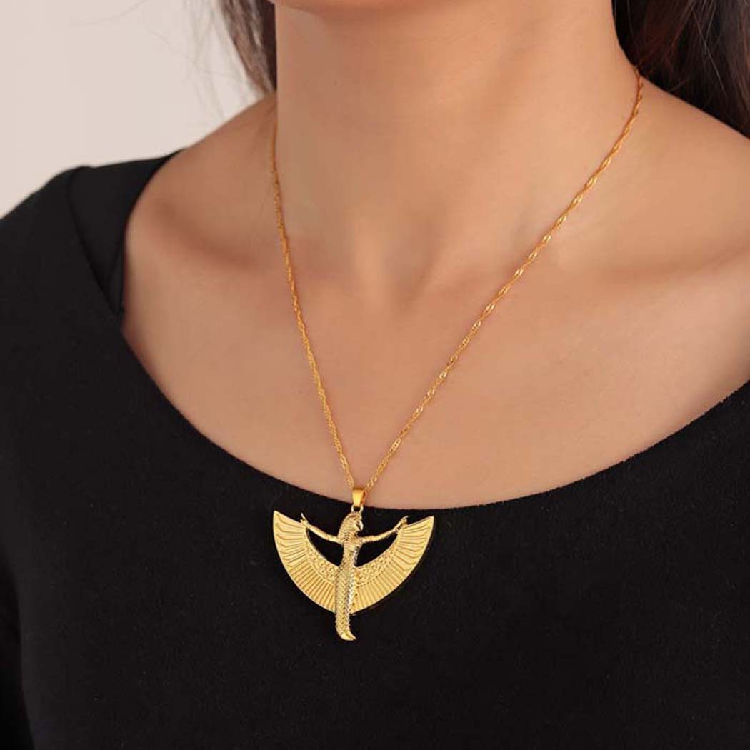Men Fashion Egypt - QIAMNI-Collar con colgante de diosa egipcia