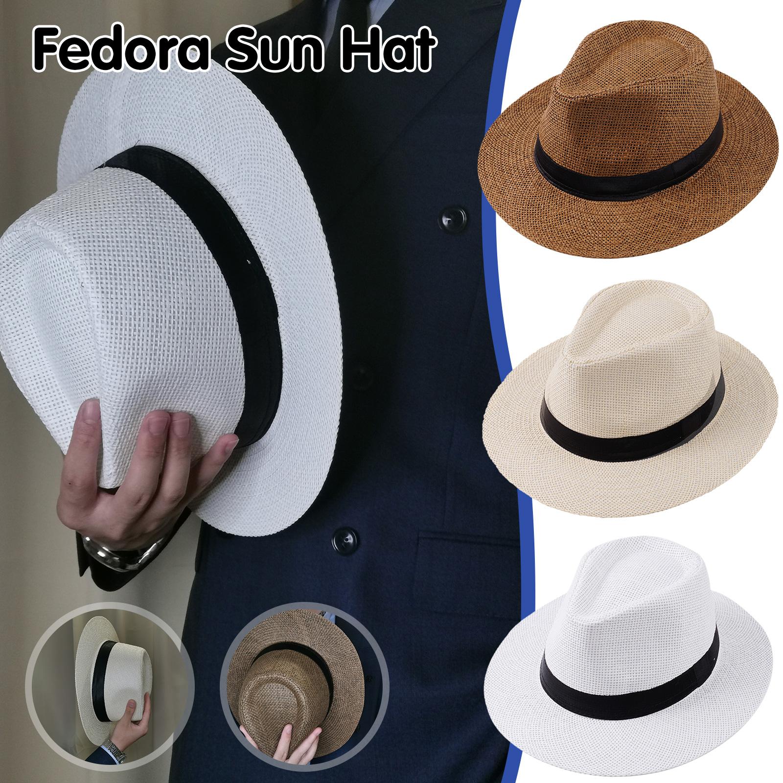 Mens Fashion Bucket Hat - Sombrero de Paja Panamá para Hombre,
