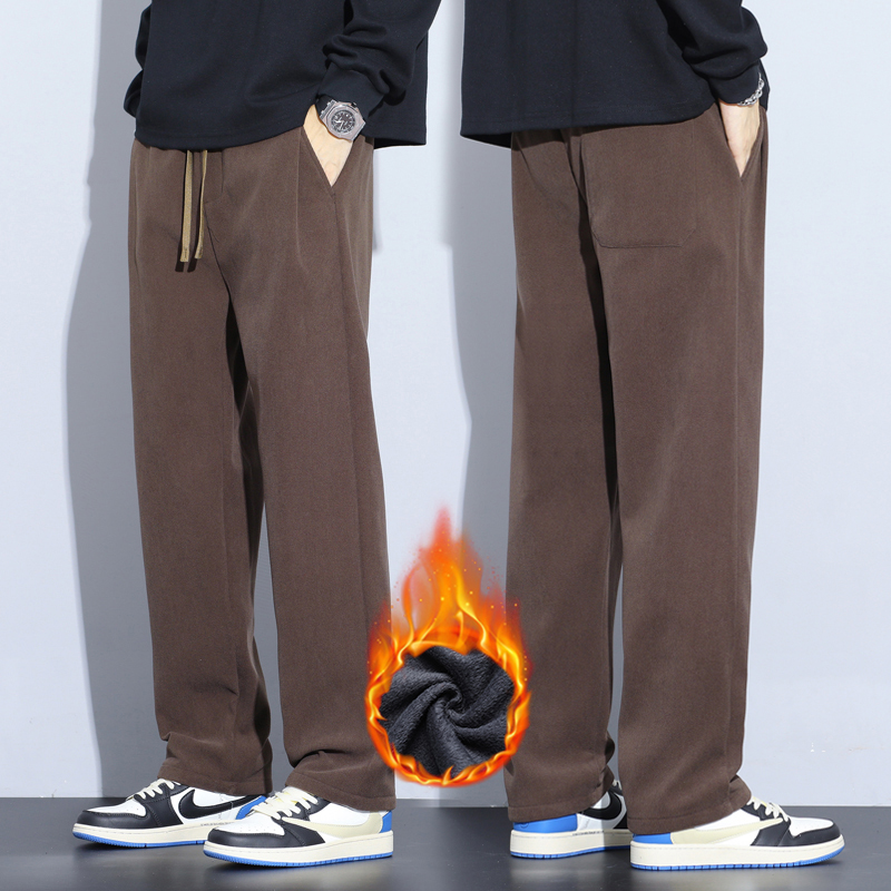 Men'S Fashion Khaki Pants - Pantalones informales sueltos café caqui negro