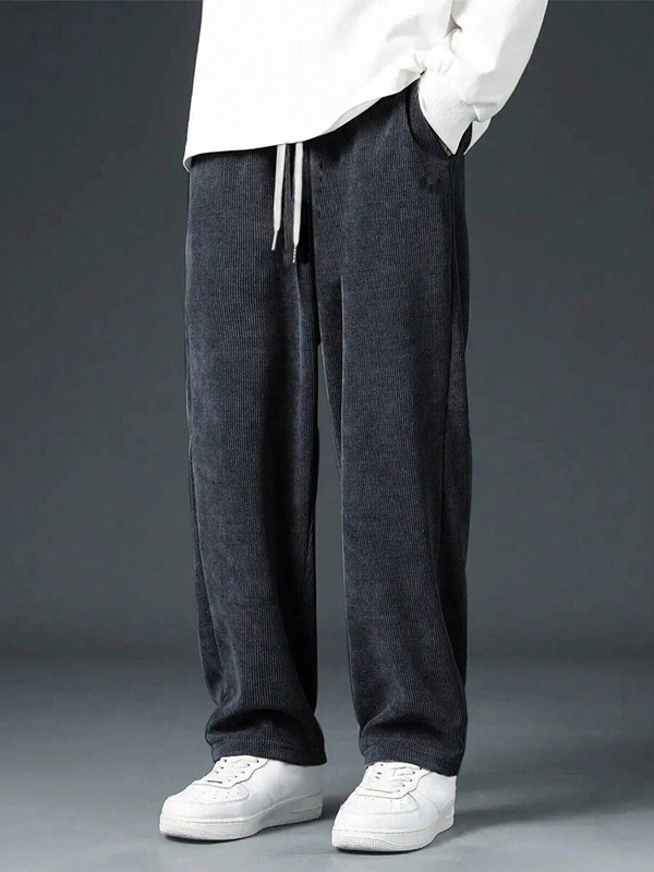 Men'S Fashion Khaki Pants - Pantalones Clásicos de Pana Recta para