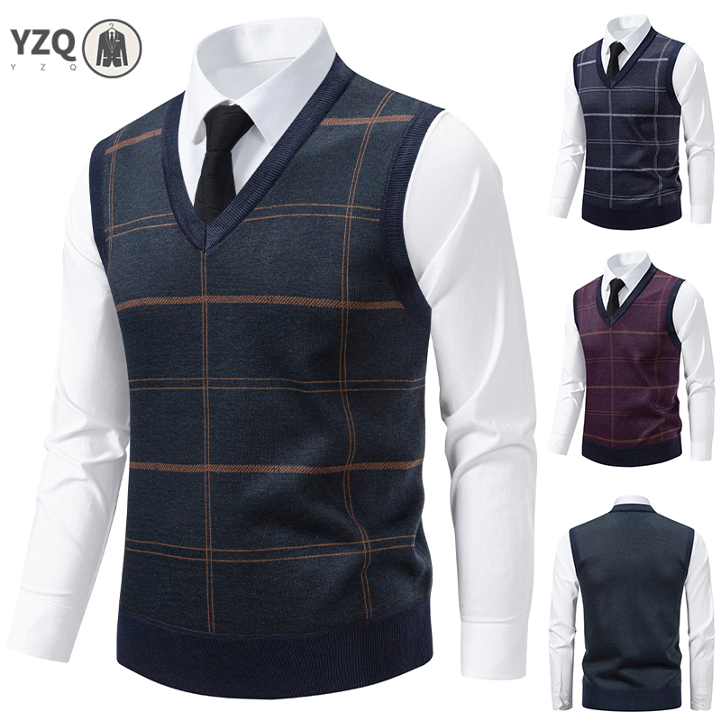Men'S Fashion V Neck Sweater - Suéter de punto con cuello en
