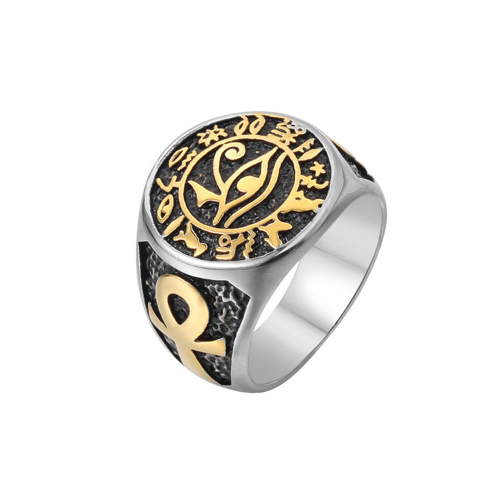 Men Fashion Egypt - Anillo Vintage de acero inoxidable para