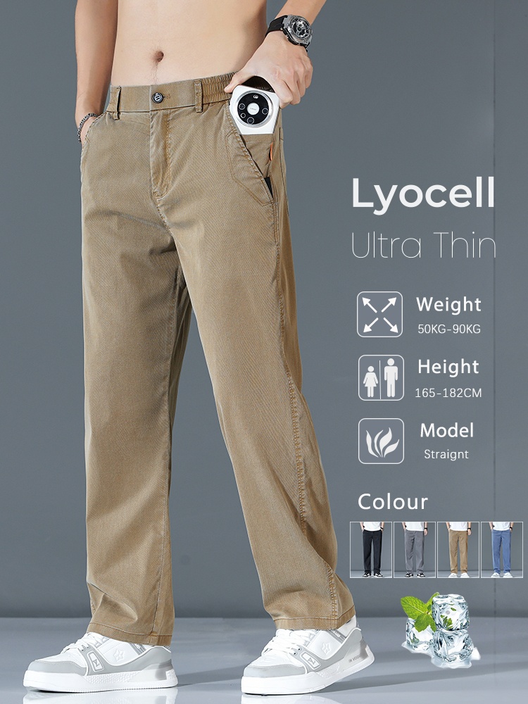 Men'S Fashion Korea - Pantalones informales holgados de Lyocell ultrafinos