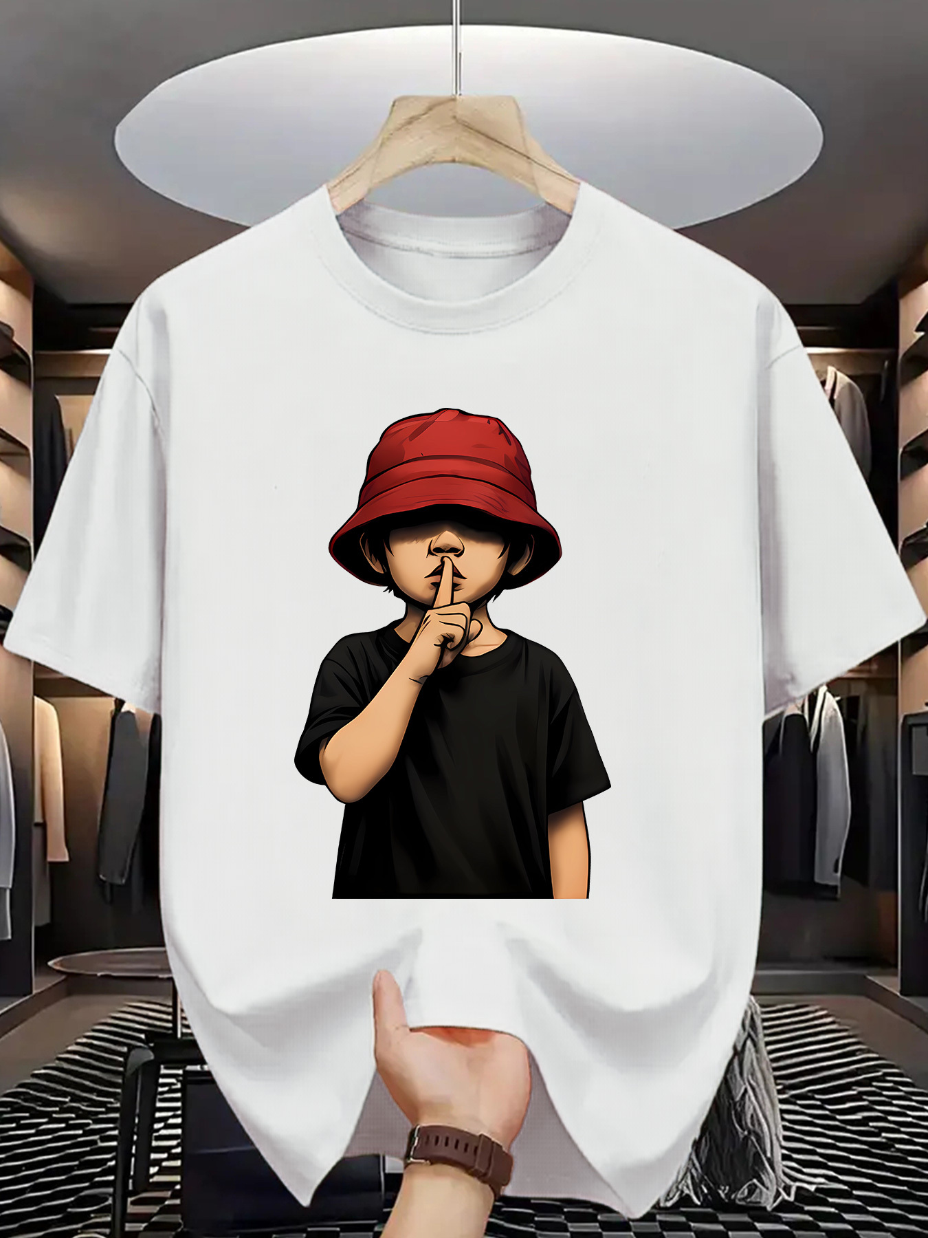 Mens Fashion Bucket Hat - Camiseta Verde Oscuro para Hombre con