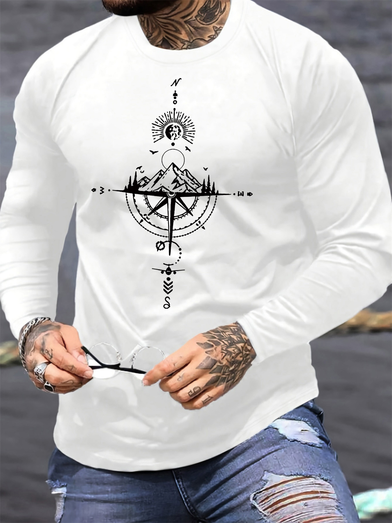 Men Fashion Upper - Camiseta versátil 100% de algodón puro