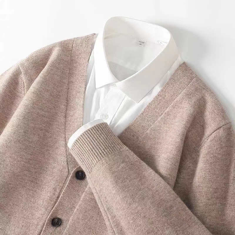 Men'S Fashion V Neck Sweater - Suéter de punto fino con cuello