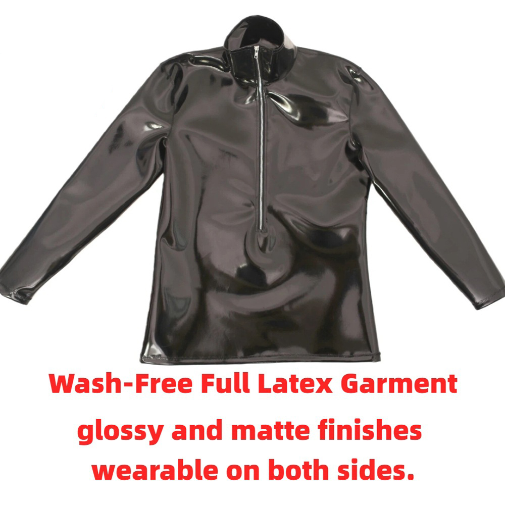 Men Fashion Upper - Camiseta Sexy de PVC brillante de