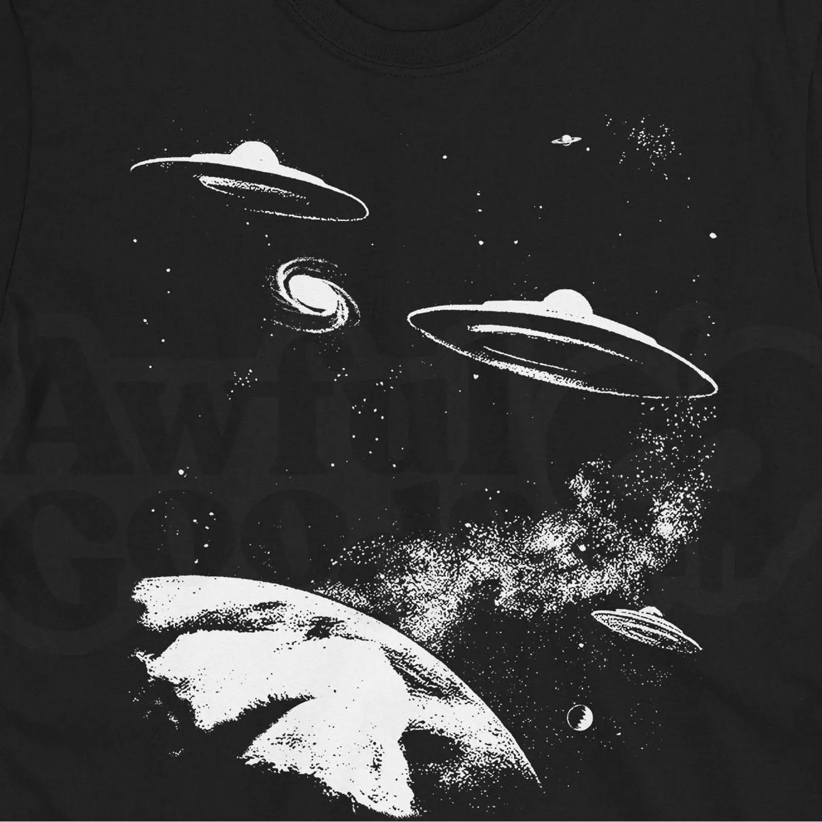 1950S Fashion Men'S - Camiseta Retro OVNI con Diseño Alienígena