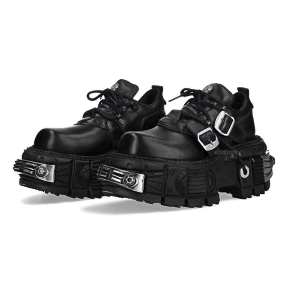 Men'S Fashion Y2K - Botas de Motociclista de Cuero Genuino