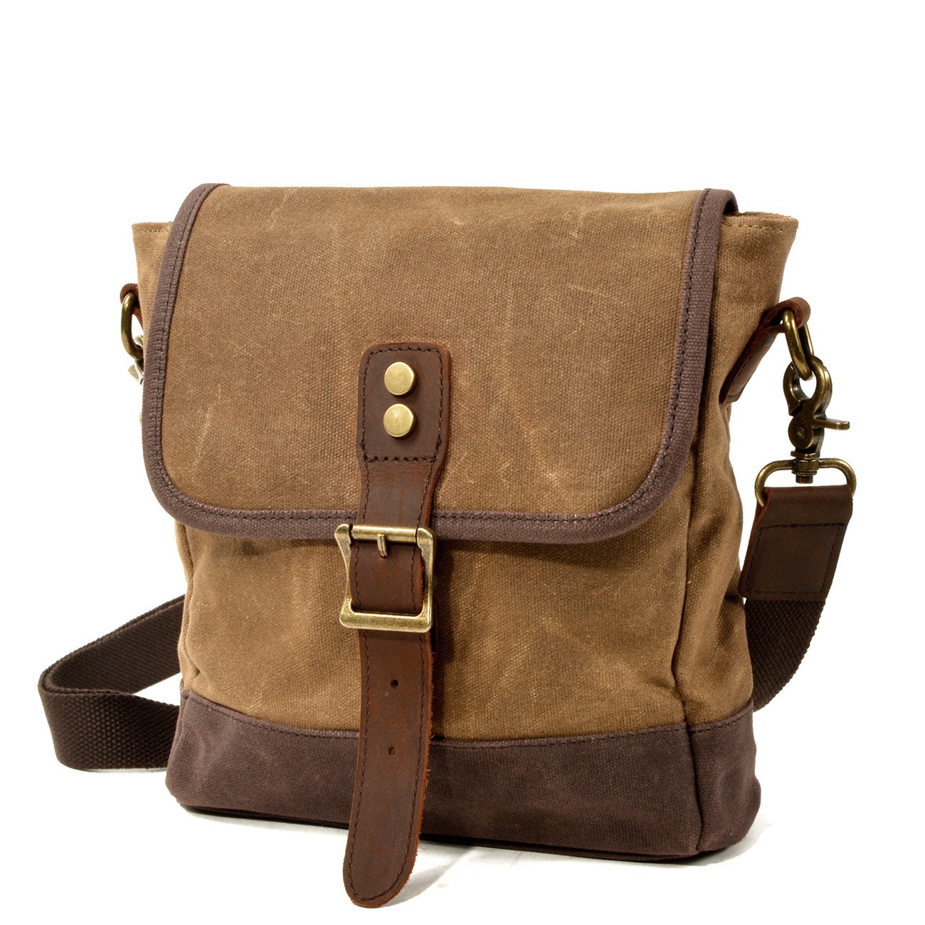 Men'S Fashion Korea - Bolso cruzado de lona encerada al