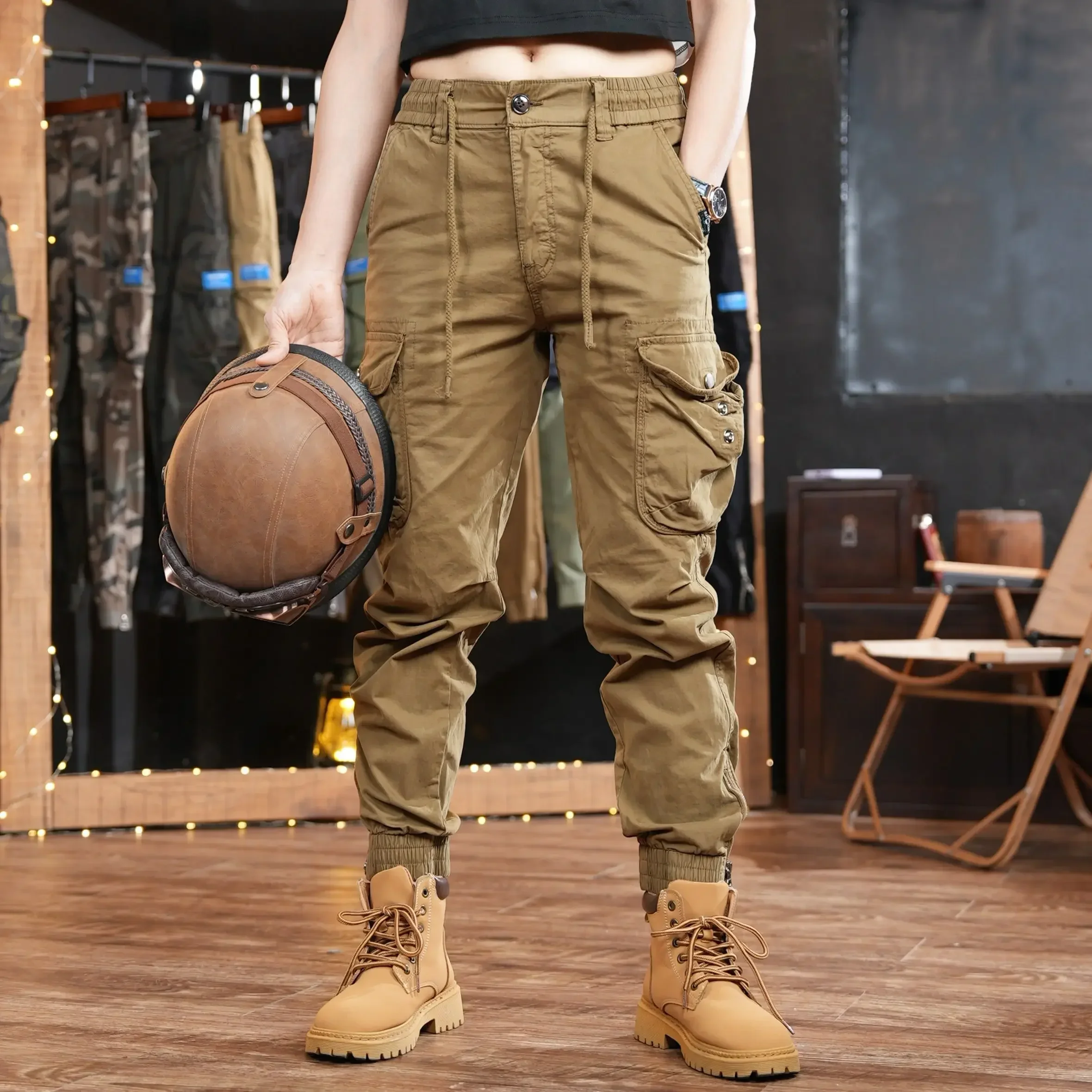 Men'S Fashion Khaki Pants - Pantalones multibolsillos para exteriores, pantalones Cargo