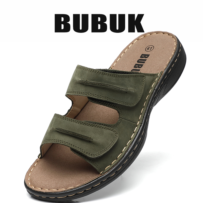 Mens Fashion Workwear - Sandalias Deportivas de Cuero Genuino para