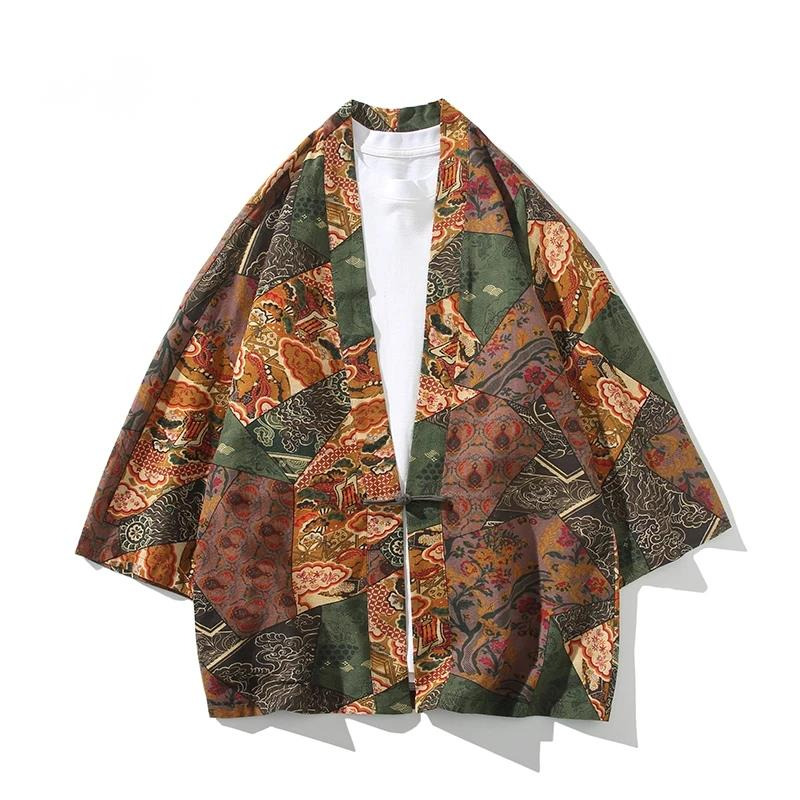 Mens Fashion Workwear - Estilo étnico estampado Yukata hombres mujeres
