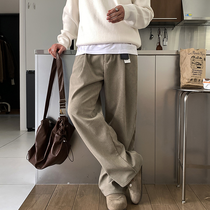 Pantalones de pana rectos de p - Men'S Fashion Khaki Pants reseña y precio