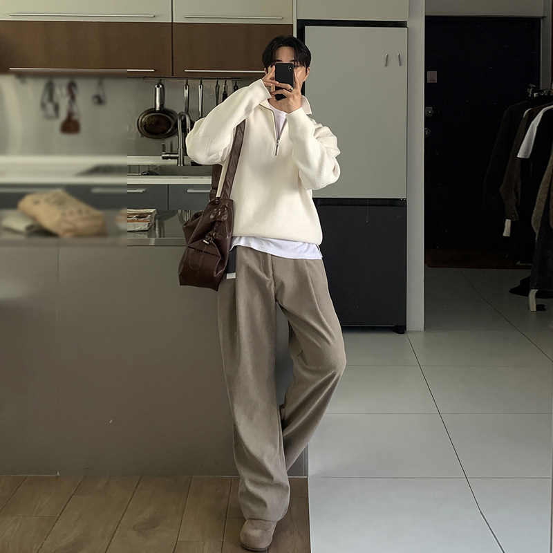 Pantalones de pana rectos de p - Men'S Fashion Khaki Pants reseña y precio