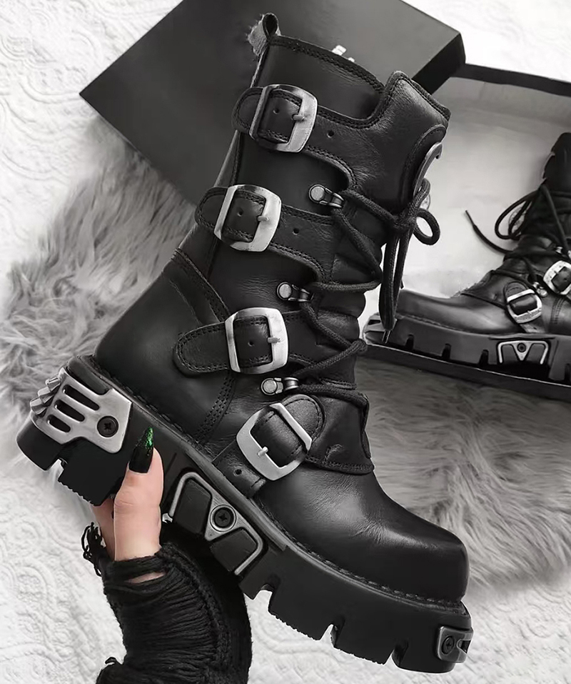 Botas altas de moto góticas pu - Men'S Fashion For 45 Years Old reseña y precio
