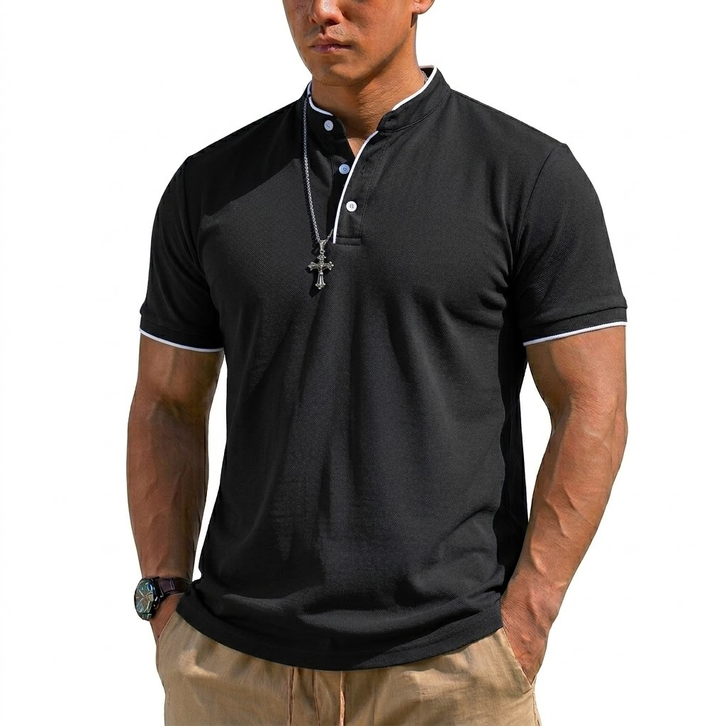 Camiseta Henley de Manga Corta - Men Fashion Upper reseña y precio