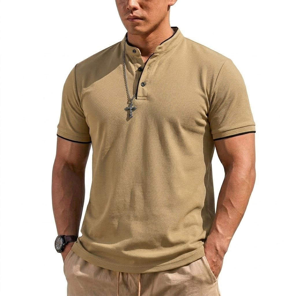 Camiseta Henley de Manga Corta - Men Fashion Upper reseña y precio