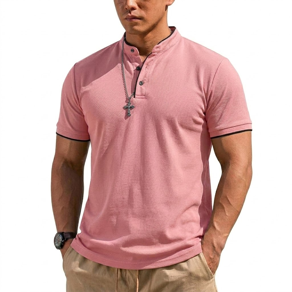 Camiseta Henley de Manga Corta - Men Fashion Upper reseña y precio