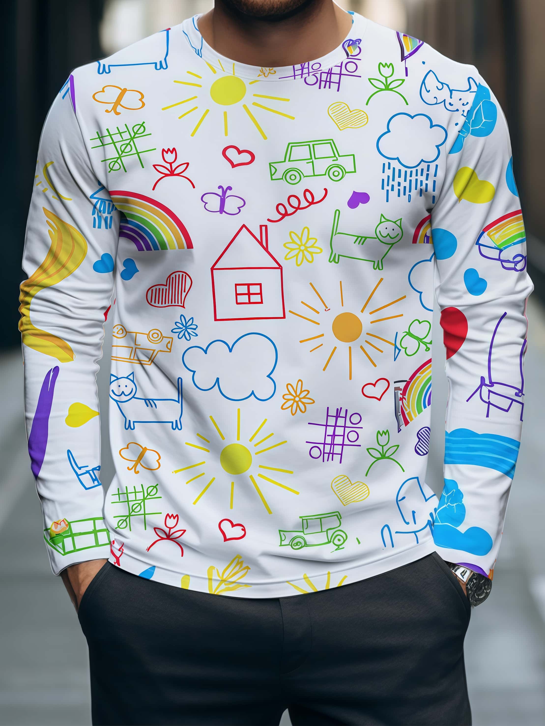 Camiseta de Manga Larga con Cu - Mens Fashion Casual 2026 reseña y precio